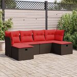 vidaXL Salon de jardin avec coussins 6 Pièces marron résine tressée