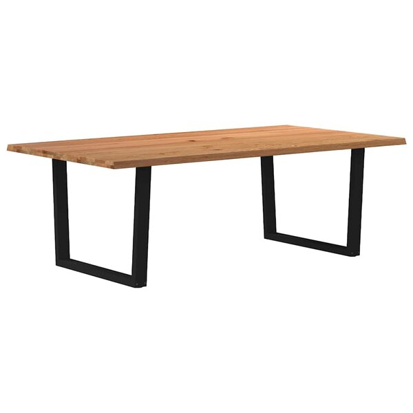 vidaXL Table à manger avec bord naturel 220x120x74cm bois massif chêne