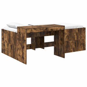 vidaXL Lit haut pour enfants avec bureau Chêne fumé 75 x 190 cm