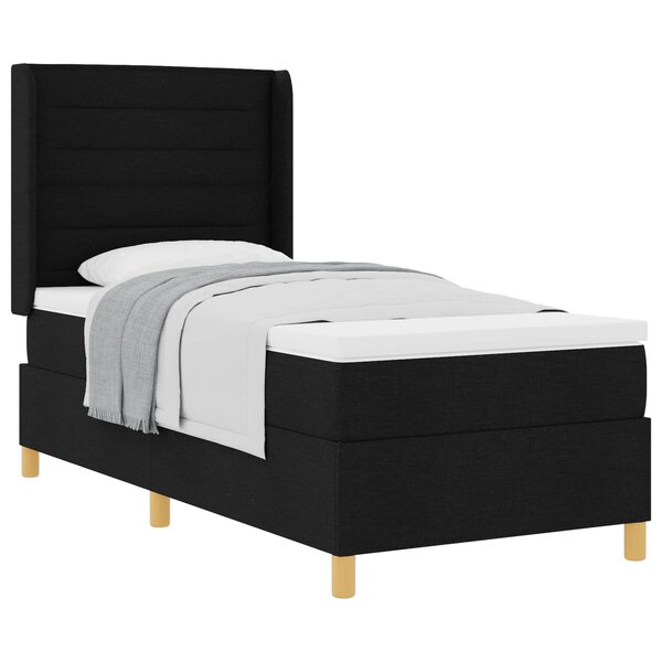 vidaXL Lit à ressorts avec matelas Noir 80 x 200 cm tissu