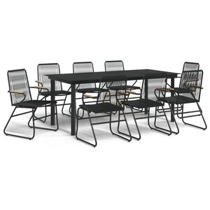 vidaXL Ensemble à manger de jardin 9 Pièces noir rotin PVC