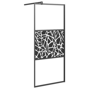 vidaXL Paroi de douche 90x195 cm Verre ESG avec design de pierre Noir