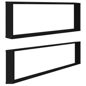 vidaXL Étagères murales cube 2 Pièces chêne noir 100x15x30 cm bois