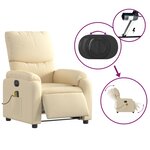 vidaXL Fauteuil inclinable de massage électrique crème tissu