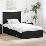 vidaXL Cadre de lit Noir et argent 100 x 200 cm Bois d'ingénierie