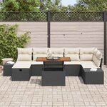 vidaXL Ensemble de canapé de jardin 8 Pièces Noir polyrotin