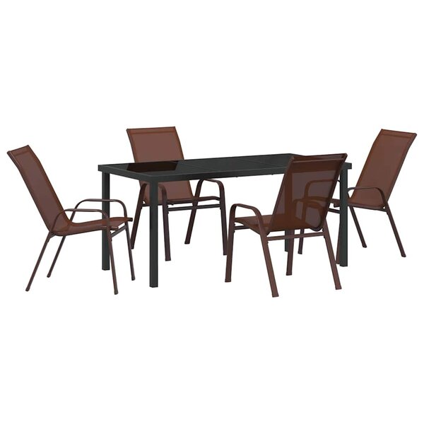 vidaXL Ensemble de salle à manger pour jardin 5 Pièces Marron et Noir