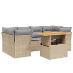 vidaXL Salon de jardin avec coussins 7 Pièces beige résine tressée