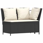 vidaXL Salon de jardin 3 Pièces avec coussins noir résine tressée