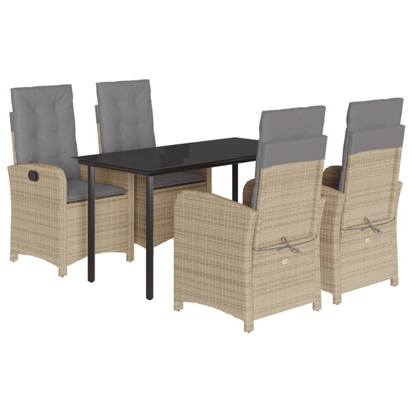 vidaXL Ensemble à manger de jardin coussins 5 Pièces mélange beige rotin