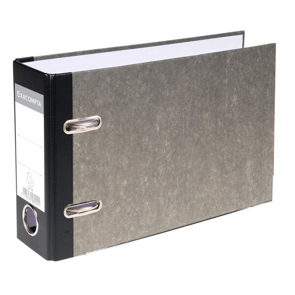 Classeur À Levier Papier Marbre Gris Dos De 70mm - A5 Horizontal. - Gris-dos Noir - X 20 - Exacompta