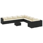vidaXL Salon de jardin 11 Pièces avec coussins noir résine tressée