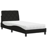 vidaXL Lit avec matelas noir 90x200 cm tissu