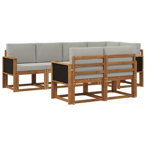 vidaXL Ensemble de canapés d'extérieur 7 pc Naturel et gris clair