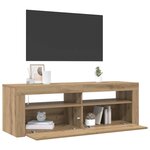 vidaXL Meuble TV avec lumières LED chêne artisanal bois d'ingénierie