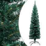 vidaXL Sapin de Noël artificiel mince pré-éclairé et boules vert 180cm