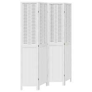 vidaXL Cloison de séparation 4 panneaux blanc bois de paulownia massif