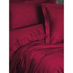 Parure de lit - housse de couette 220 x 240 + 2 taies d'oreiller 60 x 60 - Satiné coton - Rouge