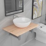 Vidaxl meuble de salle de bain en deux pièces céramique chêne