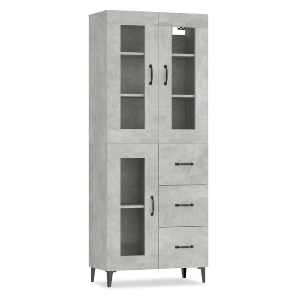 vidaXL Buffet haut Gris béton 69 5x34x180 cm Bois d'ingénierie