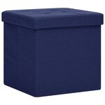 vidaXL Tabouret de rangement pliable Bleu Faux lin
