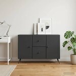 vidaXL Buffet avec tiroir Noir 89 x 34 5 x 60 cm Bois d'ingénierie