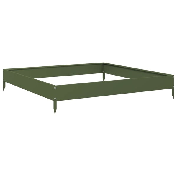 vidaXL Lit surélevé de jardin vert olive 100x100x18 5 cm acier