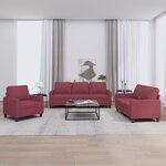 vidaXL Ensemble de canapés 3 Pièces avec coussins Rouge bordeaux Tissu