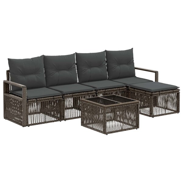 vidaXL Ensemble de canapé de jardin 6 pc Gris polyrotin