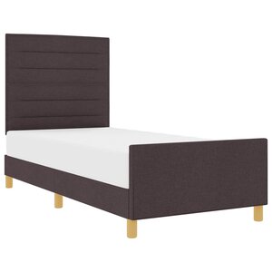 vidaXL Cadre de lit avec tête de lit Marron foncé 90 x 190 cm tissu