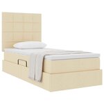 vidaXL Lit avec rangement et matelas Crème 90 x 190 cm Polyester