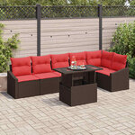 vidaXL Ensemble de canapé de jardin avec coussin 7 Pièces Marron et rouge