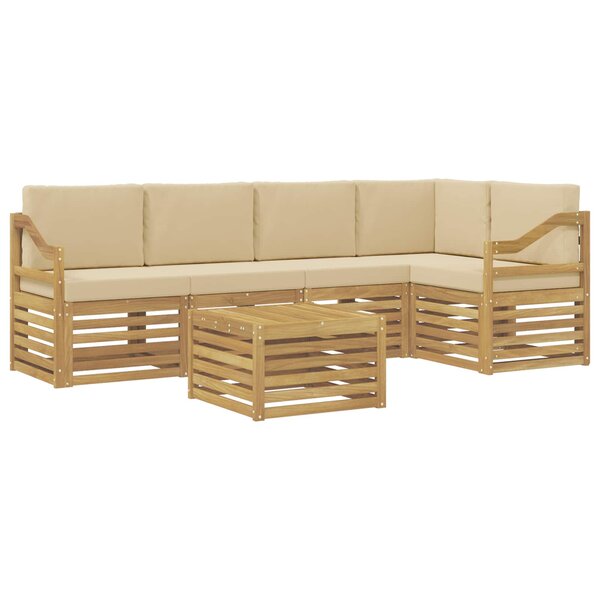 vidaXL Ensemble de canapés d'extérieur 6 Pièces Blanc et Beige