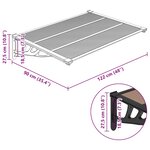 vidaXL Auvent de porte Noir 122x90 cm Polycarbonate