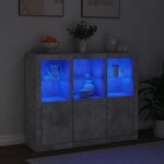 vidaXL Buffets avec lumières LED 3 Pièces gris béton bois d'ingénierie
