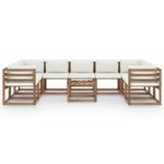 vidaXL Salon de jardin 10 Pièces avec coussins crème