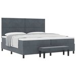 vidaXL Lit à ressorts avec matelas Gris foncé 200 x 200 cm Velours