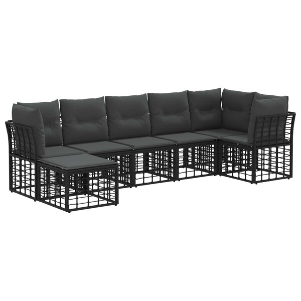 vidaXL Ensemble de canapés d'extérieur Noir Polyester