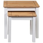 vidaXL Tables gigognes 2Pièces Blanc Bois pin massif Assortiment Panama