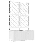 vidaXL Bac à fleurs avec Treillis 2 Pièces Blanc 80 x 40 x 143 cm PP