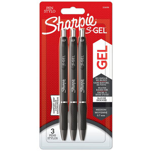 Sharpie S-Gel  Stylos gel  Pointe moyenne (0 7 mm)  Encre noire  Lot de 3