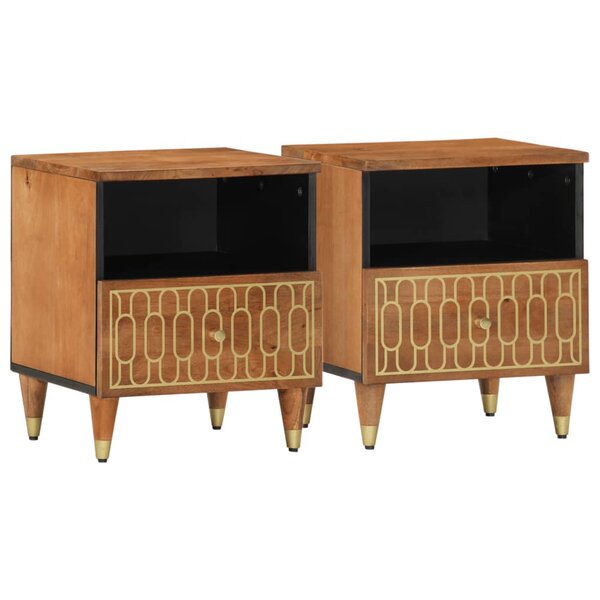 vidaXL Tables de chevet 2 Pièces 40x33x46 cm Bois de manguier solide