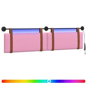 vidaXL Tête de lit suspendue Avec lumière LED Rose PU antique