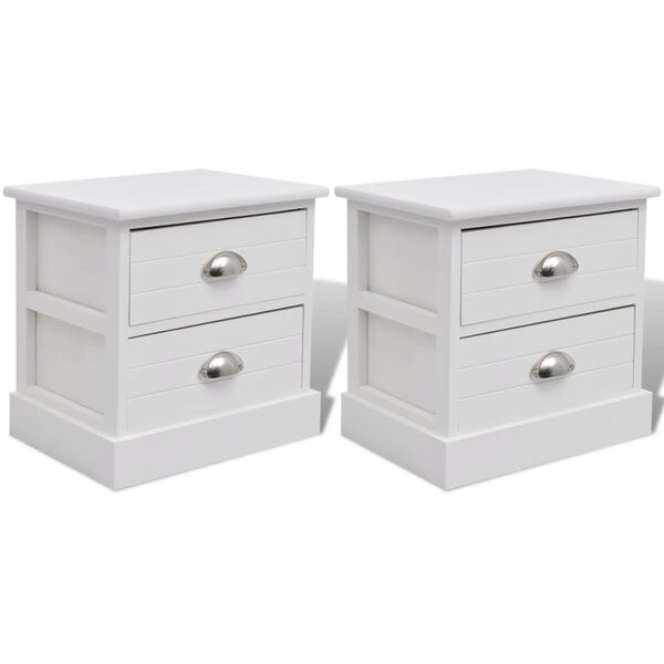 vidaXL Table de chevet en style français 2 Pièces Blanc