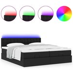 vidaXL Lit ottoman avec matelas & LED Noir 180x200cm similicuir