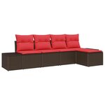 vidaXL Ensemble de canapé de jardin 5 Pièces Marron polyrotin