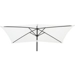 Parasol droit rectangulaire 1,4 x 2,10 m - inclinable & avec manivelle - Mat aluminium et toile polyester 160g - Blanc