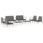 vidaXL Salon de jardin 8 Pièces avec coussins résine tressée gris