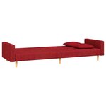 vidaXL Canapé-lit à 2 places avec deux oreillers rouge bordeaux tissu