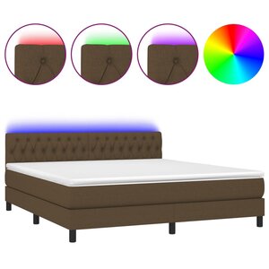 vidaXL Sommier à lattes de lit matelas et LED Marron foncé 180x200 cm